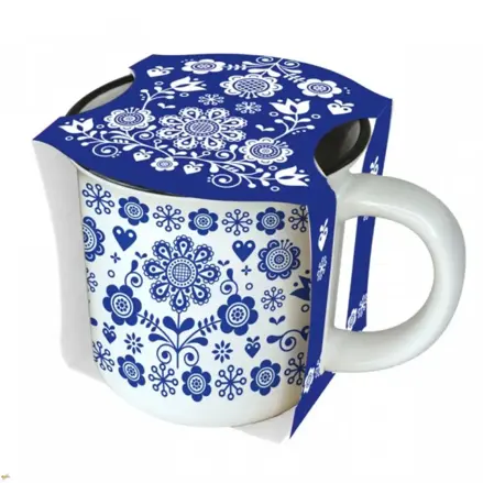 Hrnček retro folk modrý