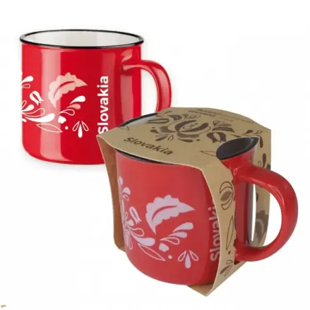 Hrnček s ľudovým motívom červený